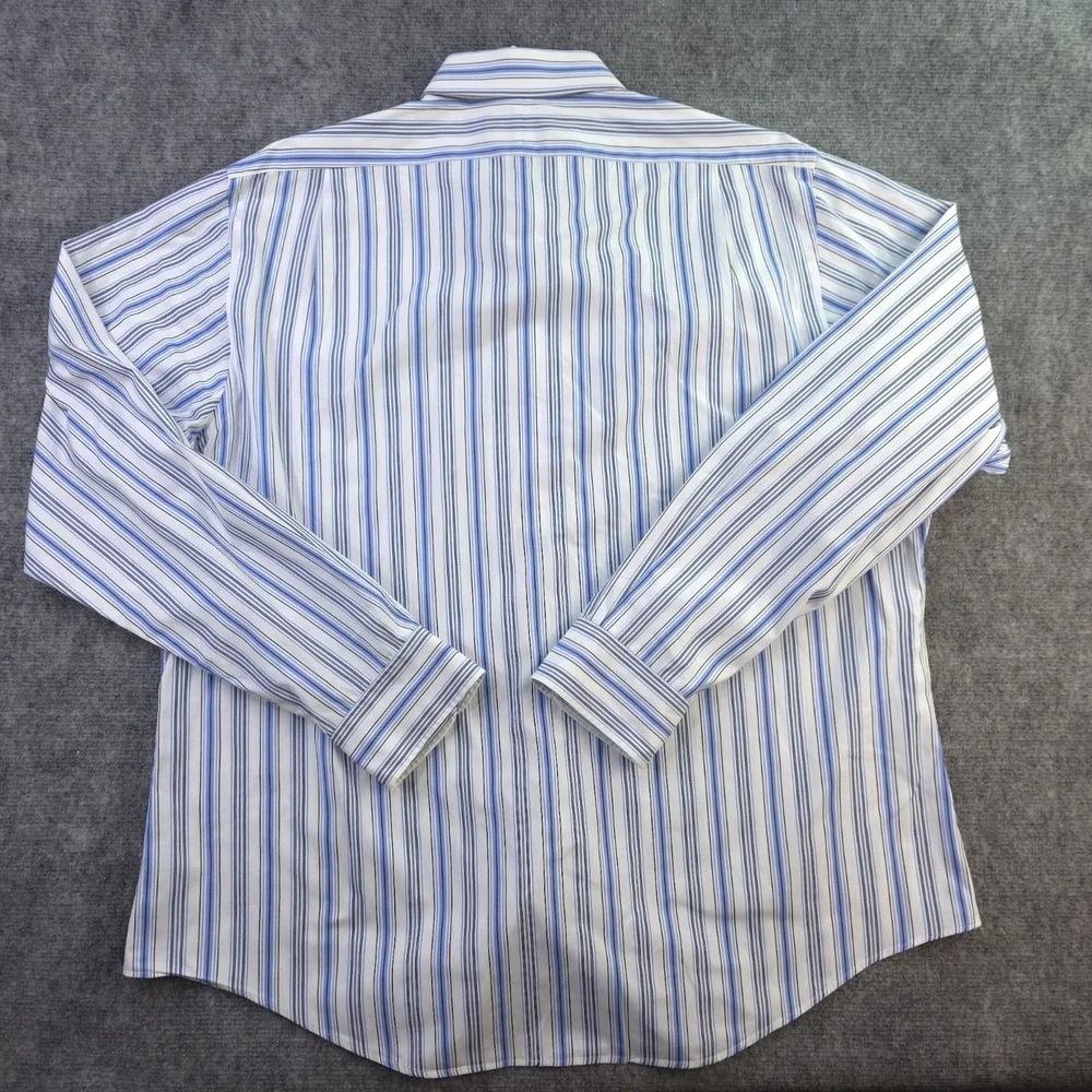 Polo Ralph Lauren Shirt 2XL 18 White Blue Striped Long‎ Sleeve Button Up Cotton
